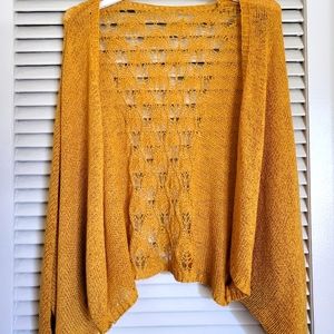 Anthropologie Tahani Crochet Cardigan Yellow